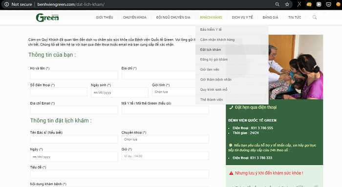 Đặt lịch khám tại Bệnh viện Quốc tế Green
