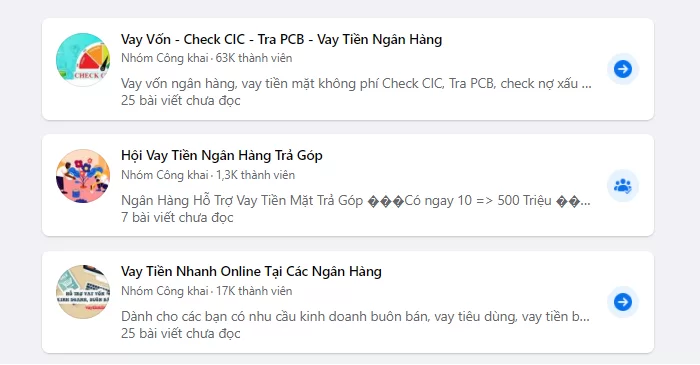 Tìm kiếm khách hàng vay vốn qua các hội nhóm